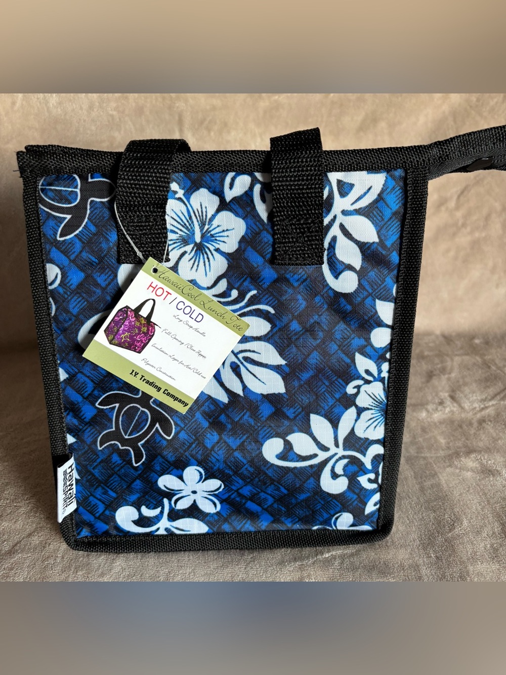 Hawaiian Insulated Blue Floral Tote Bag - Hot/Cold Carry Small